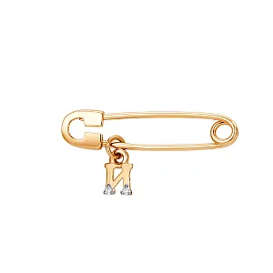 Булавка из красного золота с фианитами