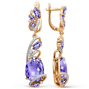 Серьги из красного золота с аметистами