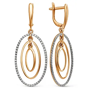 Серьги из красного золота с фианитами