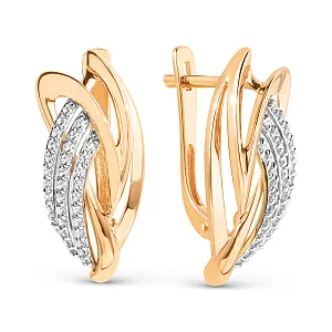 Серьги из красного золота с фианитами