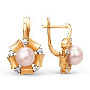 Серьги из красного золота с фианитами