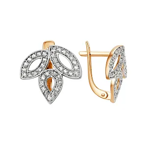 Серьги из красного золота с фианитами