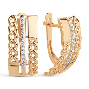 Серьги из красного золота с фианитами