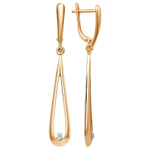 Серьги из красного золота с фианитами