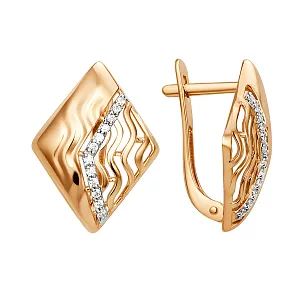Серьги из красного золота с фианитами