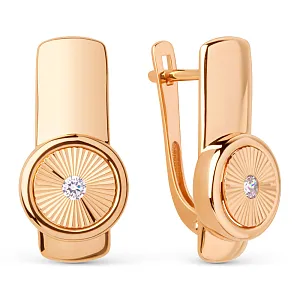 Серьги из красного золота с фианитами