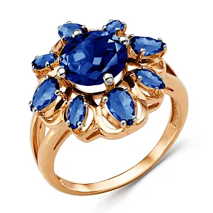 Кольцо из красного золота с корундами