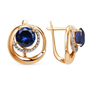 Серьги из красного золота с корундами