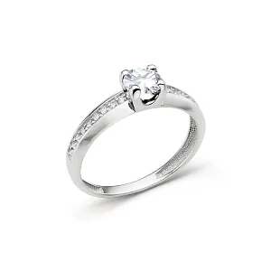 Кольцо из белого золота с фианитами