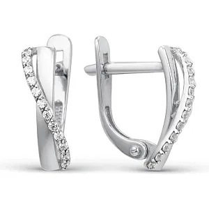 Серьги из белого золота с фианитами