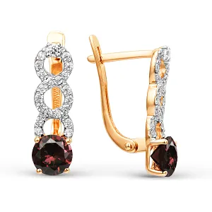 Серьги из красного золота с гранатами