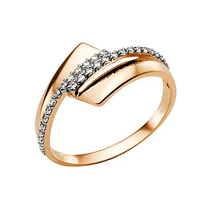 Кольцо из красного золота с фианитами