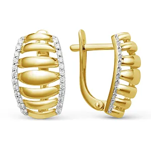 Серьги из желтого золота с фианитами