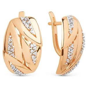 Серьги из красного золота с фианитами