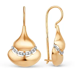 Серьги из красного золота с фианитами