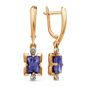 Серьги из красного золота с аметистами