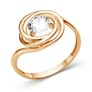 Кольцо из красного золота с фианитом