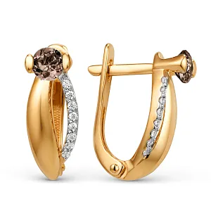 Серьги из красного золота с раухтопазами