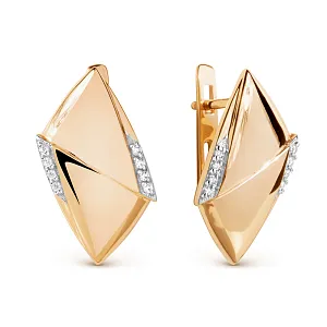 Серьги из красного золота с фианитами