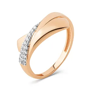 Кольцо из красного золота с фианитами