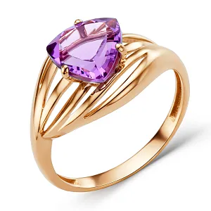 Кольцо из красного золота с аметистом