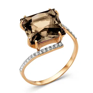 Кольцо из красного золота с раухтопазом