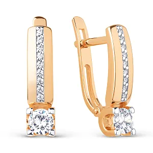 Серьги из красного золота с фианитами