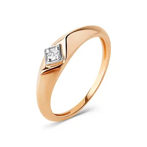 Кольцо из красного золота с фианитом