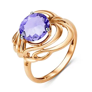 Кольцо из красного золота с аметистом