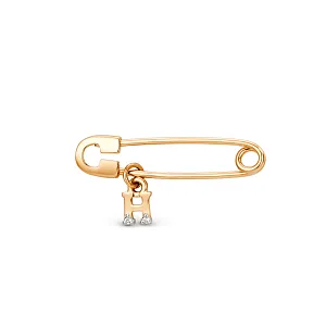 Булавка из красного золота с фианитами