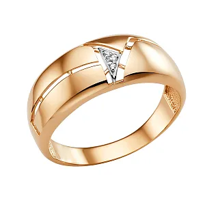 Кольцо из красного золота с фианитами