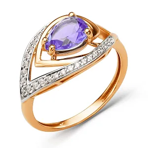 Кольцо из красного золота с аметистом