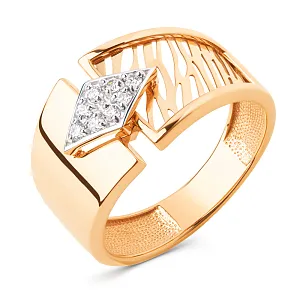 Кольцо из красного золота с фианитами