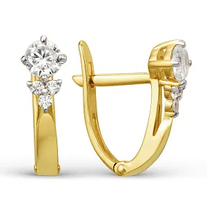 Серьги из желтого золота с фианитами