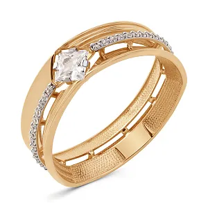 Кольцо из красного золота с фианитами