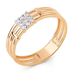 Кольцо из красного золота с фианитами