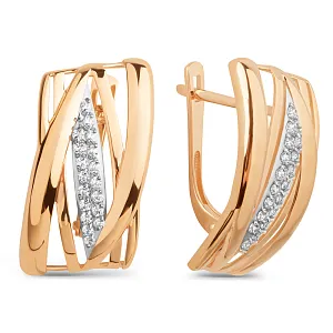 Серьги из красного золота с фианитами