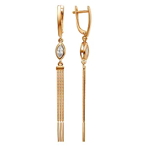 Серьги из красного золота с фианитами