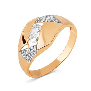 Кольцо из красного золота с фианитами