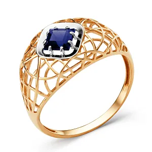 Кольцо из красного золота с корундом