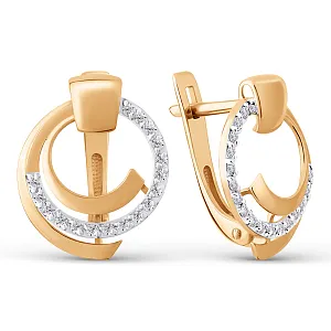 Серьги из красного золота с фианитами