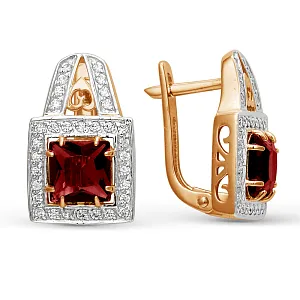 Серьги из красного золота с гранатами