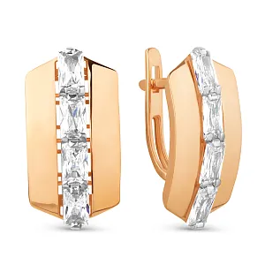 Серьги из красного золота с фианитами