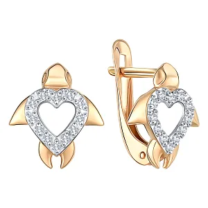 Серьги из красного золота с фианитами