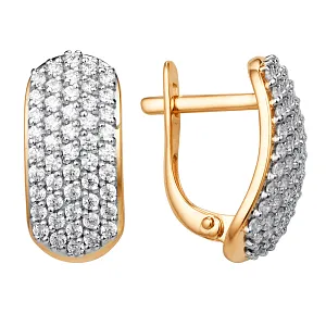 Серьги из красного золота с фианитами