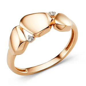 Кольцо из красного золота с фианитами