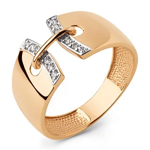 Кольцо из красного золота с фианитами