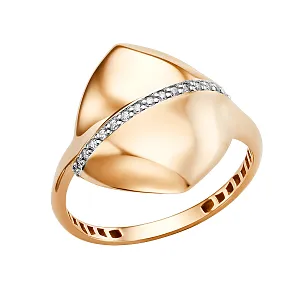 Кольцо из красного золота с фианитами