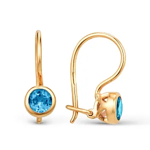 Серьги детские из красного золота с лондон топазами