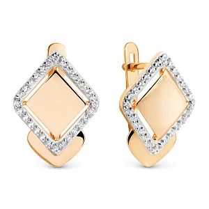 Серьги из красного золота с фианитами